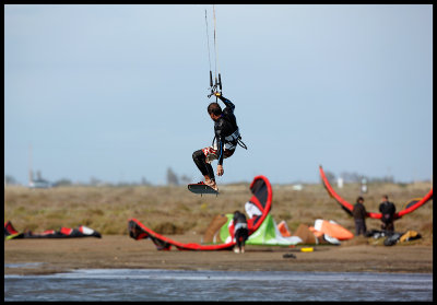 Kitesurfing near Sant Carles de la Rapita - Ebro delta / Spain