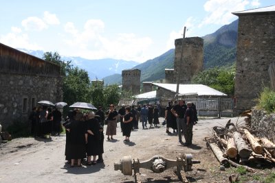 Funeral gathering at Mestia