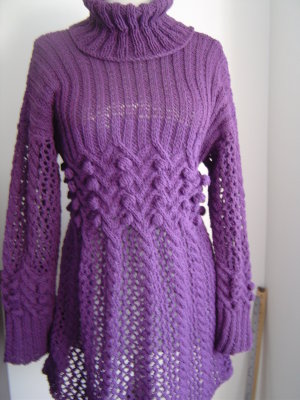 #160 Cotton/acrylic waisted long sweater