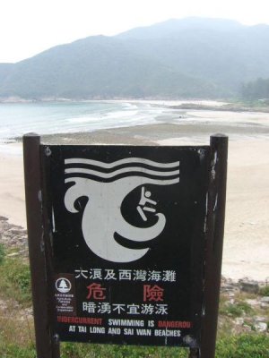 Dangerous Swimming Sign