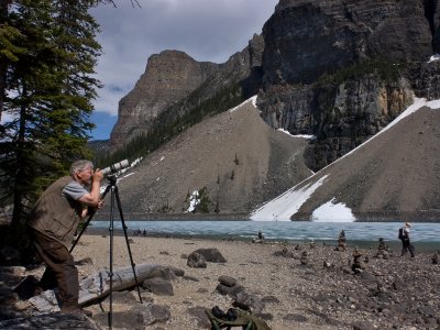 The photographer at Moraine Lake