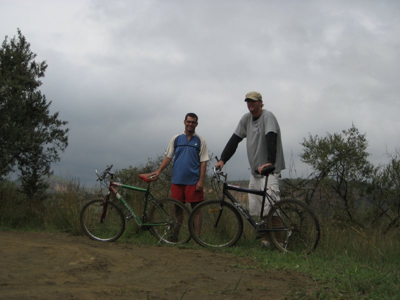 Biking through Hells Gate National Park with Brian, a retired Peace Corps Volunteer.