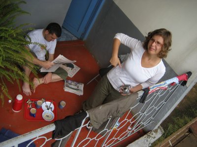 Chillin' on the balcony.