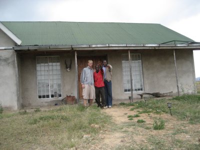 With Sonkoi and Richard, in front of Anne and Sonkoi's house.