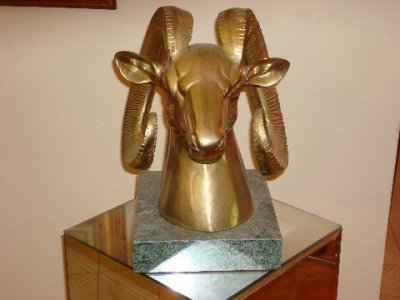 $260 Brass Ram Head w/marble base