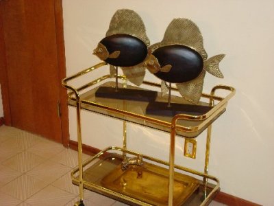 $160 each Leather and Brass Angel decorator fish