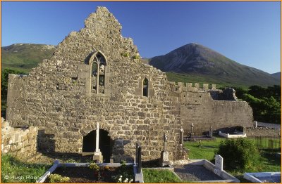 IRELAND - CO.MAYO - MURRISK ABBEY WITH CROAGH PATRICK BEHIND
