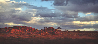 Sunset at Devils Marbles Panorama