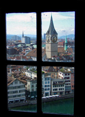 View Grossmuenster to Peters-church in Zurich
