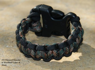 Black and Woodland Camo Paracord Bracelet