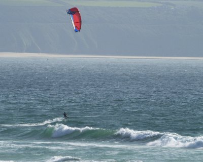 kite surfing on Gwithian beach