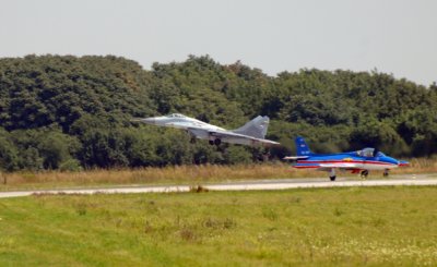 MIG-29 taking off over G-2
