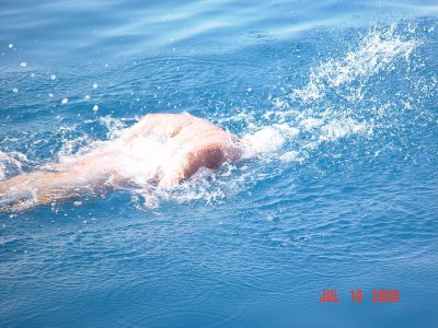 Leslie Thomas' preferred method of getting across Lake Tahoe