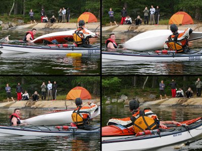 Rescue practise: emptying and lining up the kayak