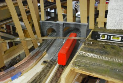 Overhead view of narrow gauge roundhouse to main line