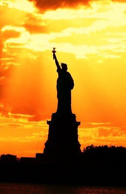 liberty at sunset