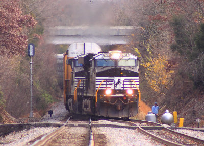 Westbound NS 276 is lined into the siding at East Waddy