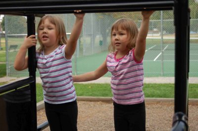Rory encouraging reagan to swing on the bar