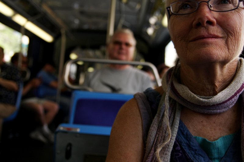 self portrait on a NYC bus