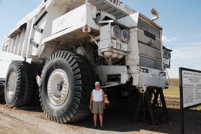 Millie and the haul truck.jpg