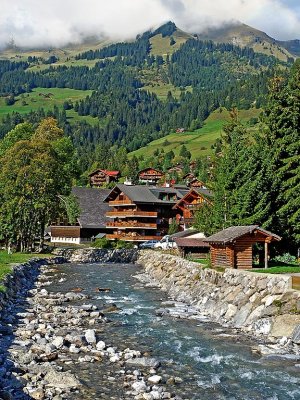 Stream and mountain, Les Diablerets
