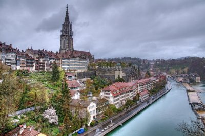 Cathedral and river, Bern