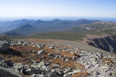 Looking down from Katahdin towards start of Cathedral and Saddle trails