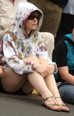 Sunglasses, sweatshirt and sandals