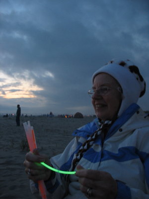 handing out the glowing hoops