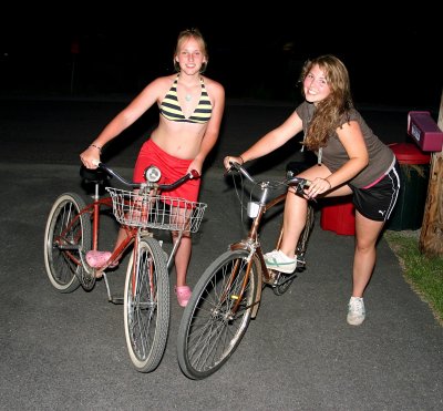  Hannah And Angela Riding  Retro Bikes