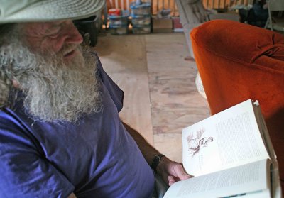  Billygoat Reading Old PCT Book With John Muir Writings