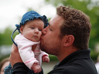 Son Dusty  First Fathers Day  Kissing Four Month Old Freya
