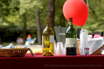 Balloon above red wine bottle - original shot