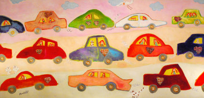 Cars and Hearts I: 24 x 48-SOLD