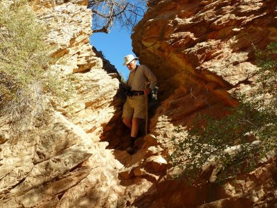 Dad, coming down into the narrows at the start of our hike