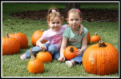 Noelle and Kylie in the pumpkin patch!