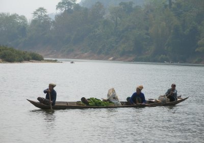 Three women in a boat, Muang Ngoi
