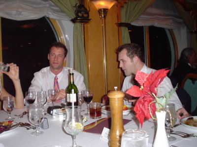 Steve and Andrew at dinner