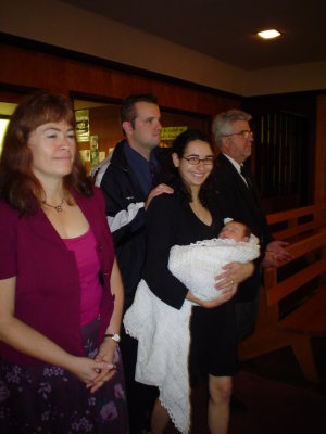 Entering the church for Ella's baptism