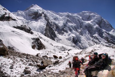 on moraine below glacier