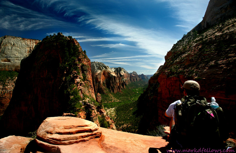 View about 3/4 up Angels landing and after the first chain trail section