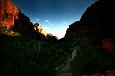 Our view close to sunset while hiking I think the west rim trail that goes by the emerald pools
