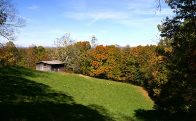 Barn on a hillside