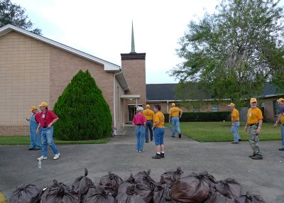 OUR NEXT JOB WAS A LOCAL CHURCH THAT HAD SUSTAINED WIND AND WATER DAMAGE