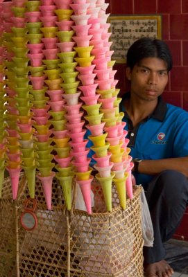 lurid colour ice cream cones