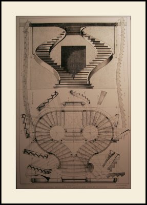 Vaux le Vicomte</br>Escalier  double rvolution</br>pour magasin avec plan et projection</br>et tout a sans ordinateur