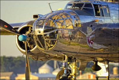 B-25 Mitchell Bomber In The Setting Sun