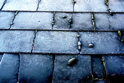 frost on a slate roof