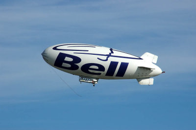 Bell Blimp taking off towards the down town centre