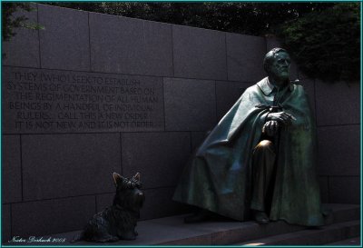 Franklin Delano Roosevelt and his Scotty dog Fala.